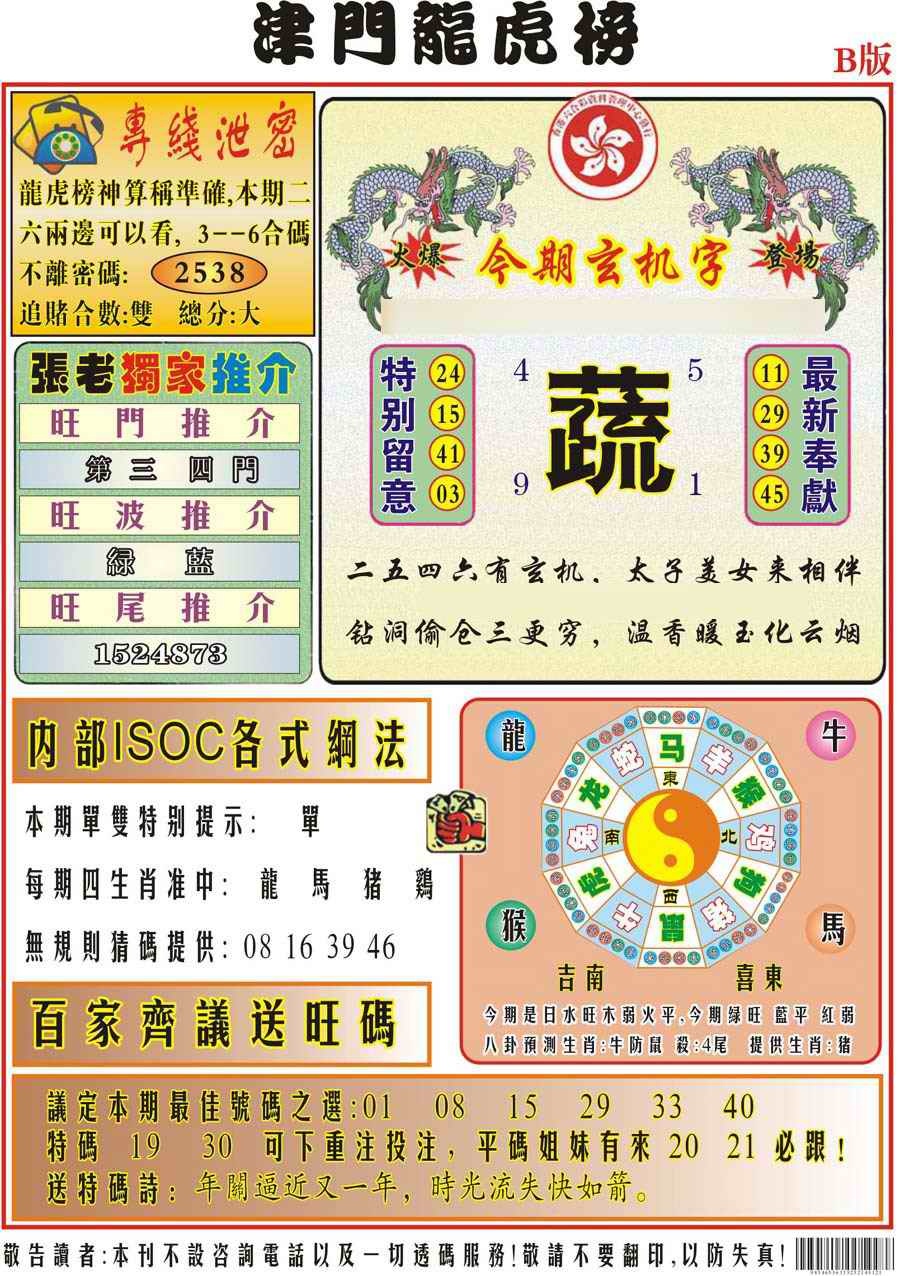 039期津门龙虎榜B[图]